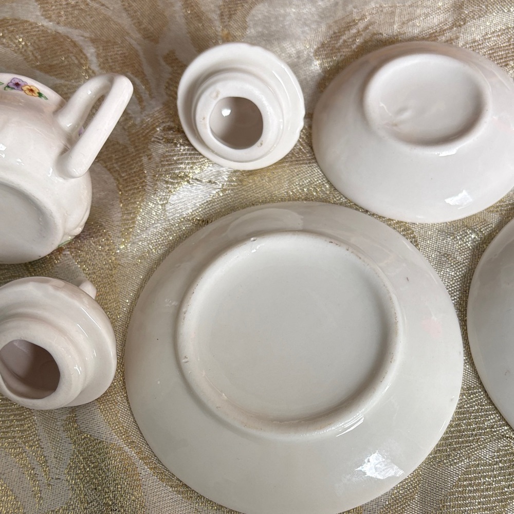 Vintage Miniature Floral White Porcelain Tea Set - Picture 9 of 10